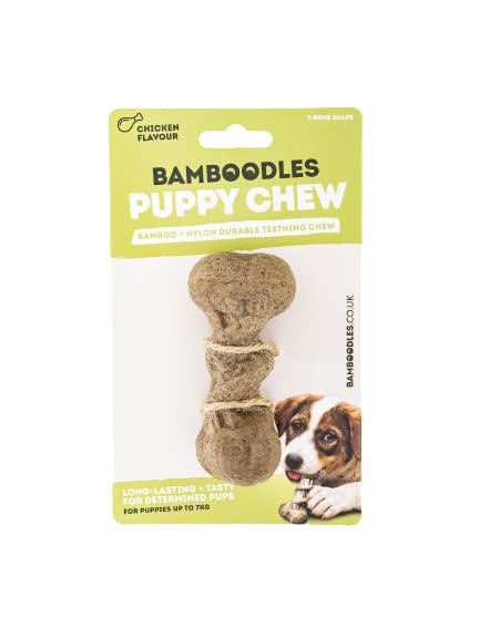 Bamboodles Puppy Chew Toy - Chicken Flavour I-Bone Shape for Small Dogs 1