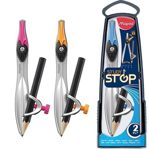 Maped Study Stop Universal Holder Compass - Metal Legs, Ergonomic Head, Stop System | Model 195210