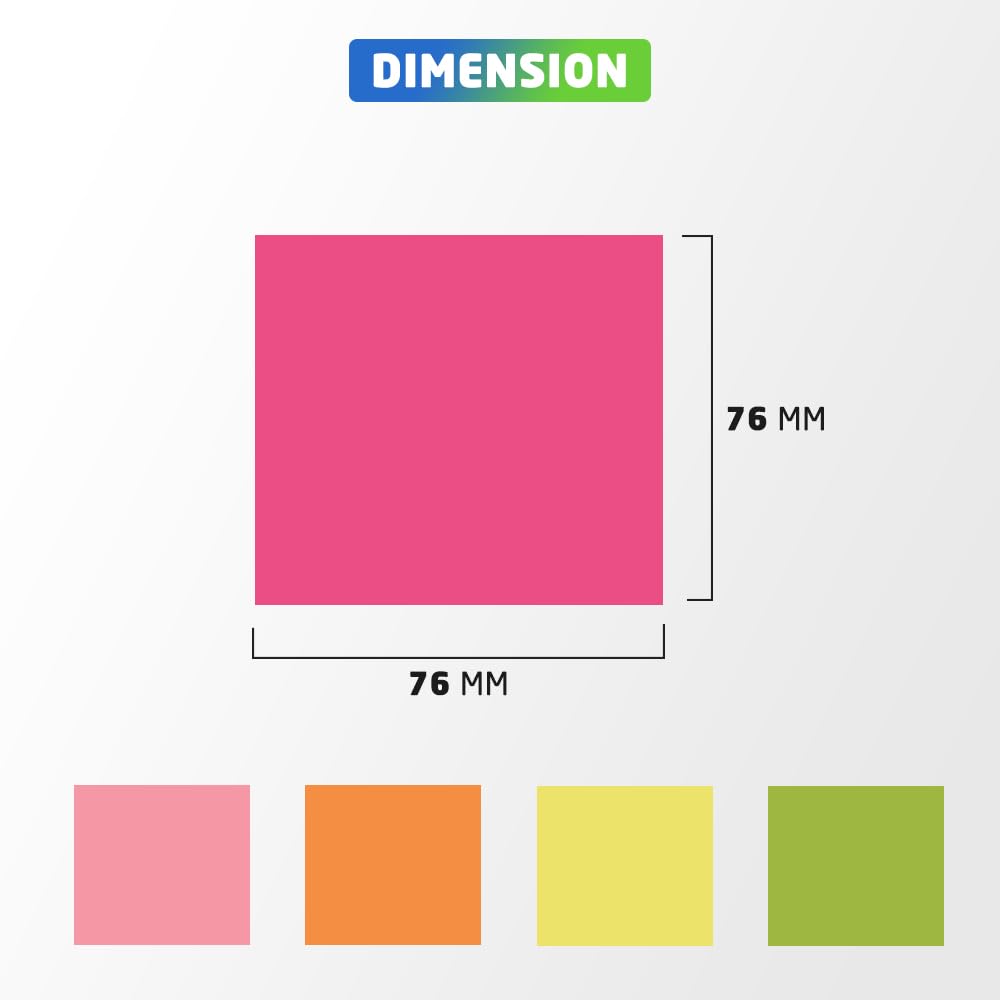 1ABOVE Self-Stick Notes - 450 Sheets Total | 76 x 76 mm Square | 5 Assorted Color Pads 3