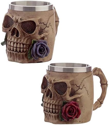 Puckator - Skulls and Roses Decorative Tankard Cup Gothic Home Decor - 1pc