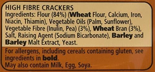 JACOB'S High Fibre Cream Crackers - Added Wheat Bran & Fibre | 200 g Pack 3
