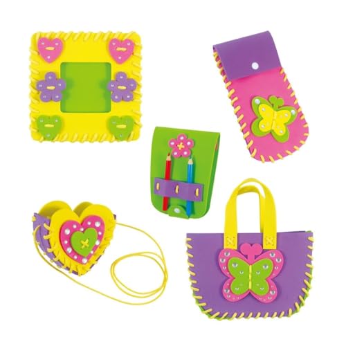 Galt First Sewing Kids Craft Kit with Pencil Case, Purse & Frame - Foam Sewing Set for Children 3