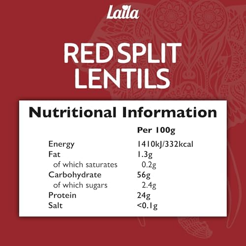 LAILA Red Split Lentils - 2kg Pack | Rich in B Vitamins & Fibre | Cooks in 15-20 Mins 2