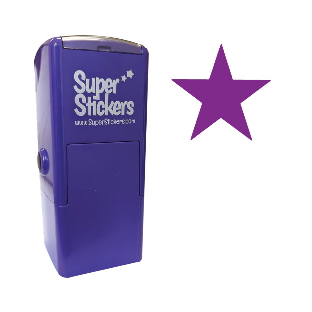 SuperStickers Pre-Inked Star Stamp - Purple Ink | 28mm Impression Size 1