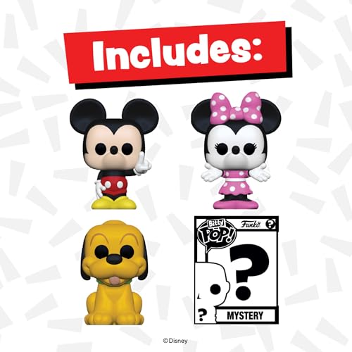 Funko Bitty POP! Disney - Mickey Mouse, Minnie Mouse (Pink Dress), Pluto, and Mystery Figure 4-Pack Vinyl Figures