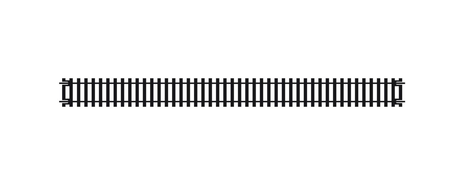 Hornby R601 OO Gauge Double Straight Track - 335mm Length | Black Plastic | Ages 12+