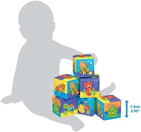 Playgro Bathtime Soft Blocks - 6-Piece Stacking Set with Animal Figures for 6 Months+ 2