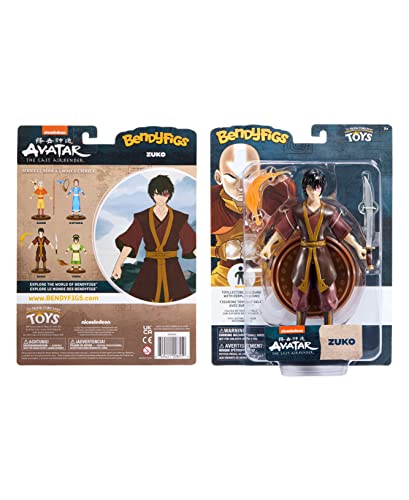 BendyFigs The Noble Collection Avatar: The Last Airbender - Zuko Bendable Posable Collectible Figure (NN8806)