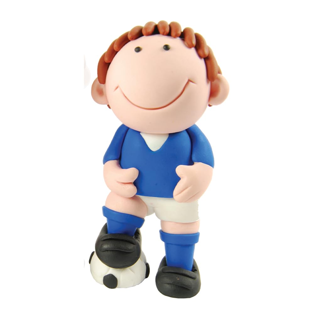 Anniversary House Football Cake Topper Keepsake Set - 2-Piece Blue Resin Topper for Birthday 3