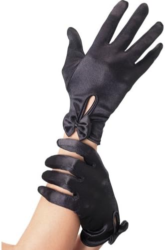 Smiffys Short Black Gloves with Bow (One Size)