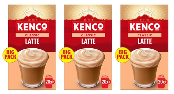 Kenco Classic Latte Instant Coffee Sachets - 60 Count | Pack of 3