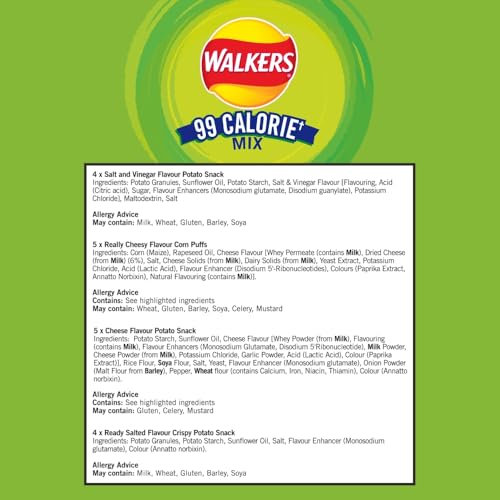 Walkers 99 Calorie Mix Multipack Snacks Crisps 18 Pack 8