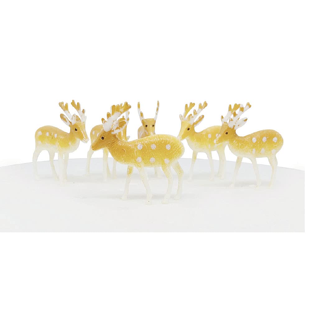 Anniversary House Reindeer Cake Toppers - 6pcs Multi-Colour Plastic Christmas Decorations, BX164