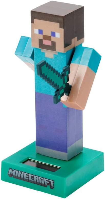 Puckator Minecraft Solar Pal Series - Steve Solar-Powered Dancing Figure (FF139)