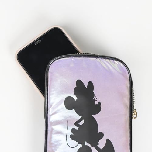 Bolso Porta Móvil Moda Iridiscente Logo Disney 100