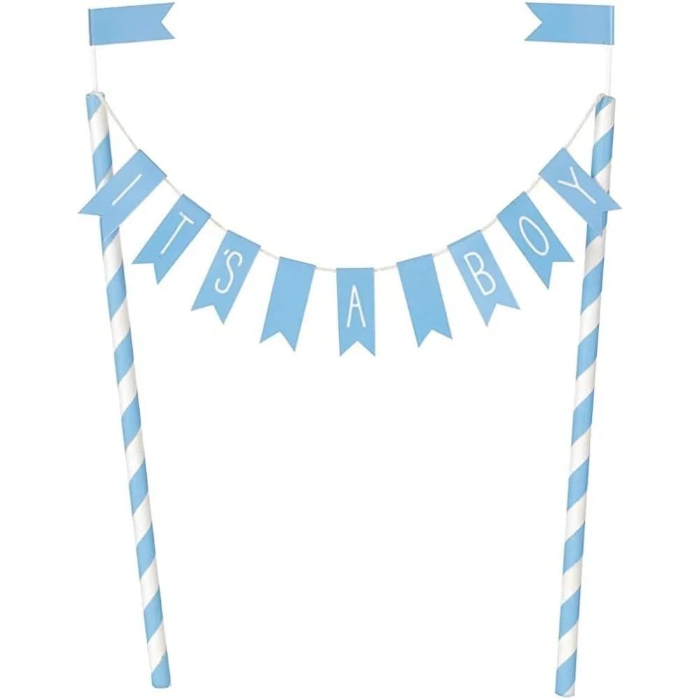 Unique It's a Boy Premium Blue Baby Shower Bunting Cake Topper (13cm x 23cm) 1