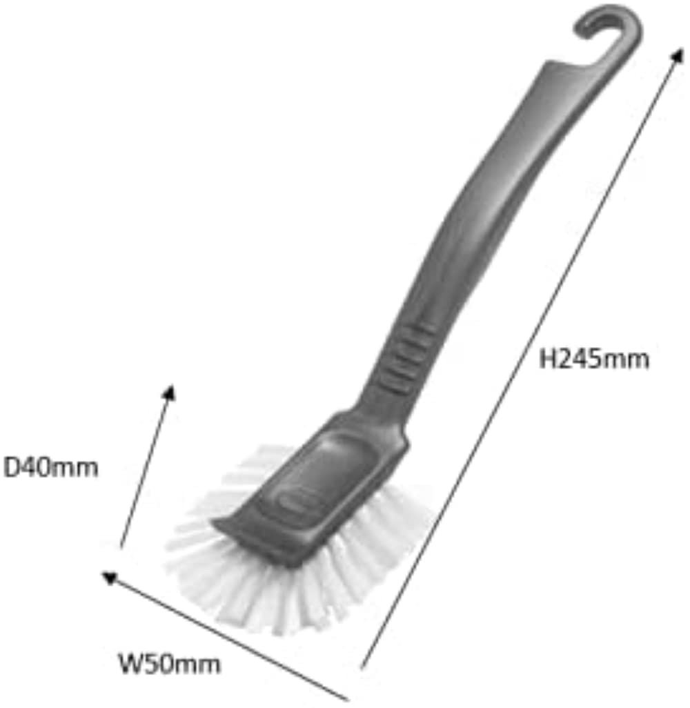 Addis Jumbo Washing Up Dish Brush - Durable Nylon Bristles | Built-in Scraper | Linen 3