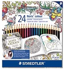 STAEDTLER 185 C24JB Noris Coloured Pencil with Adult Colouring Design, Assorted Colours, Pack of 24
