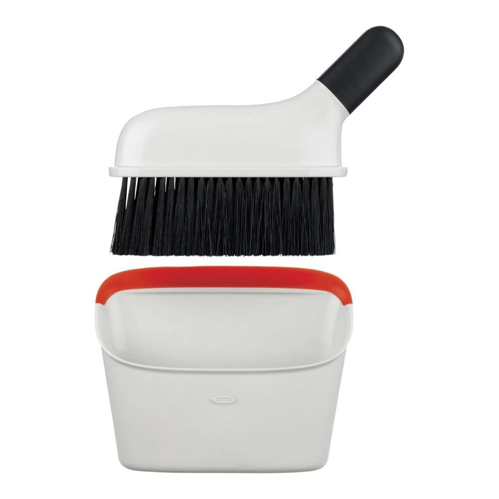 OXO Good Grips Compact Dustpan & Brush Set - Slim Storage | Soft Rubber Lip | Red 2