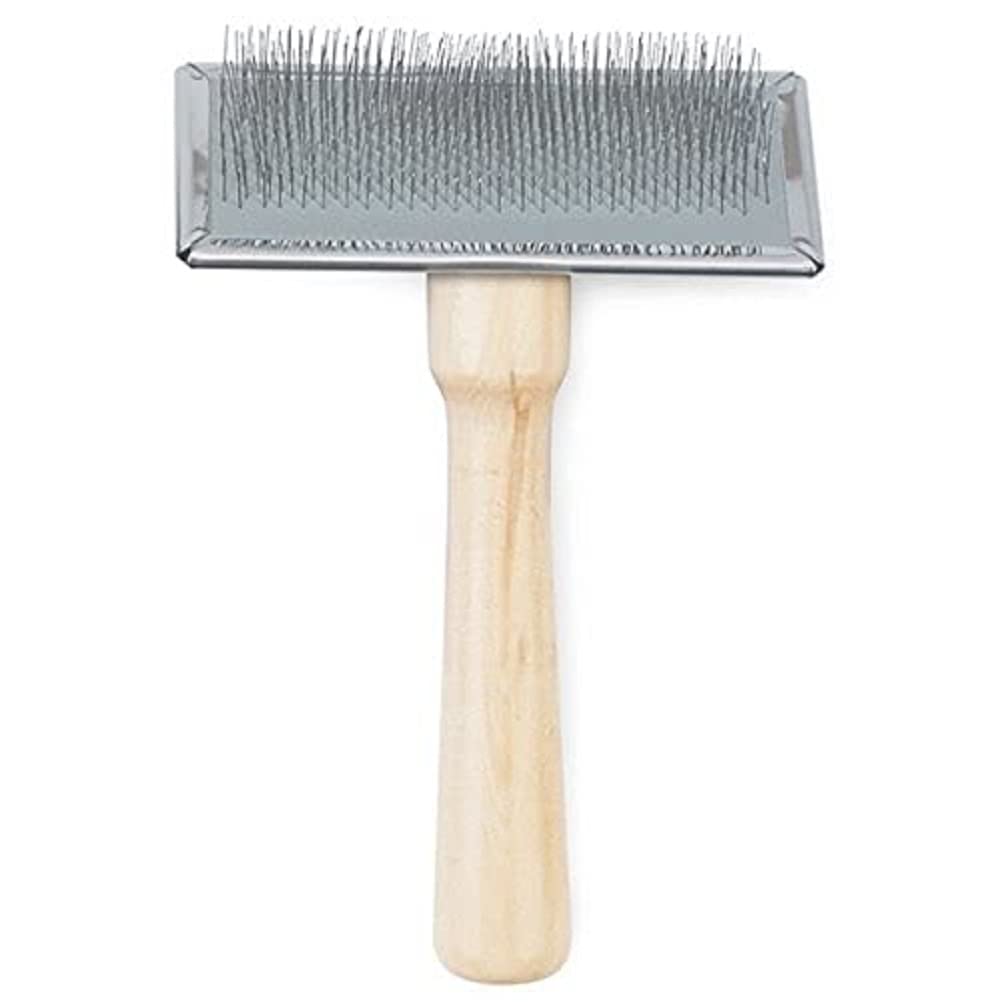 Ancol Heritage Soft Slicker Brush Medium - Removes Dead Hair & Tangles | Wooden Handle 1