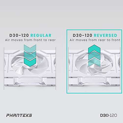 Phanteks D30 PWM Reverse Airflow D-RGB Fan - 120mm, White