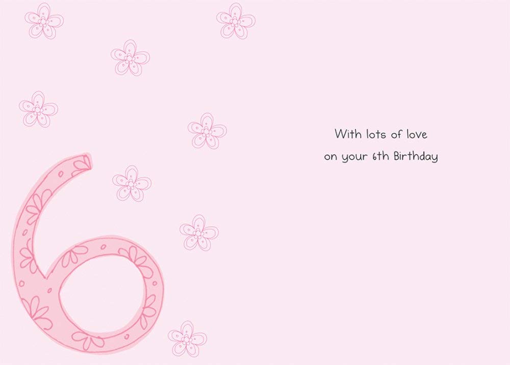 Piccadilly Greetings Age 6 F Birthday Card | Ballerina Design | 7 x 5 Inches | Pink 2