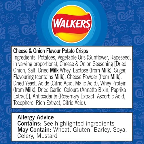 Walkers Cheese & Onion Crisps Grab Bag 45g 7