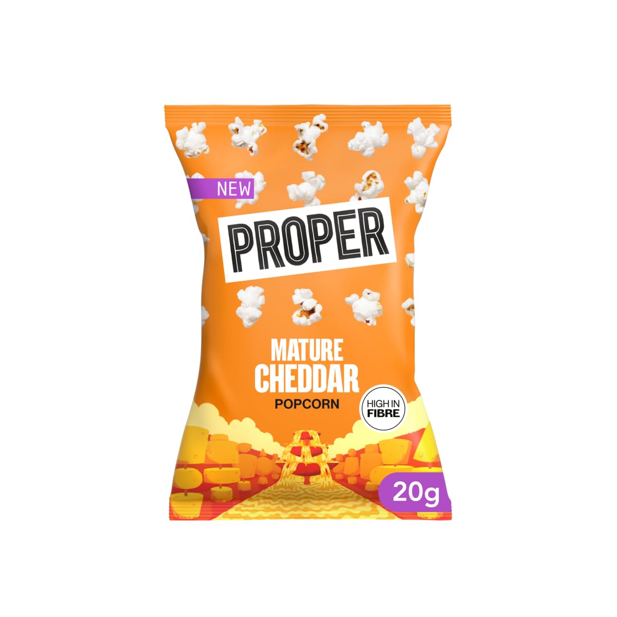 PROPER Mature Cheddar Popcorn - 24 Pack of 20g Bags | Wholegrain Snack 2