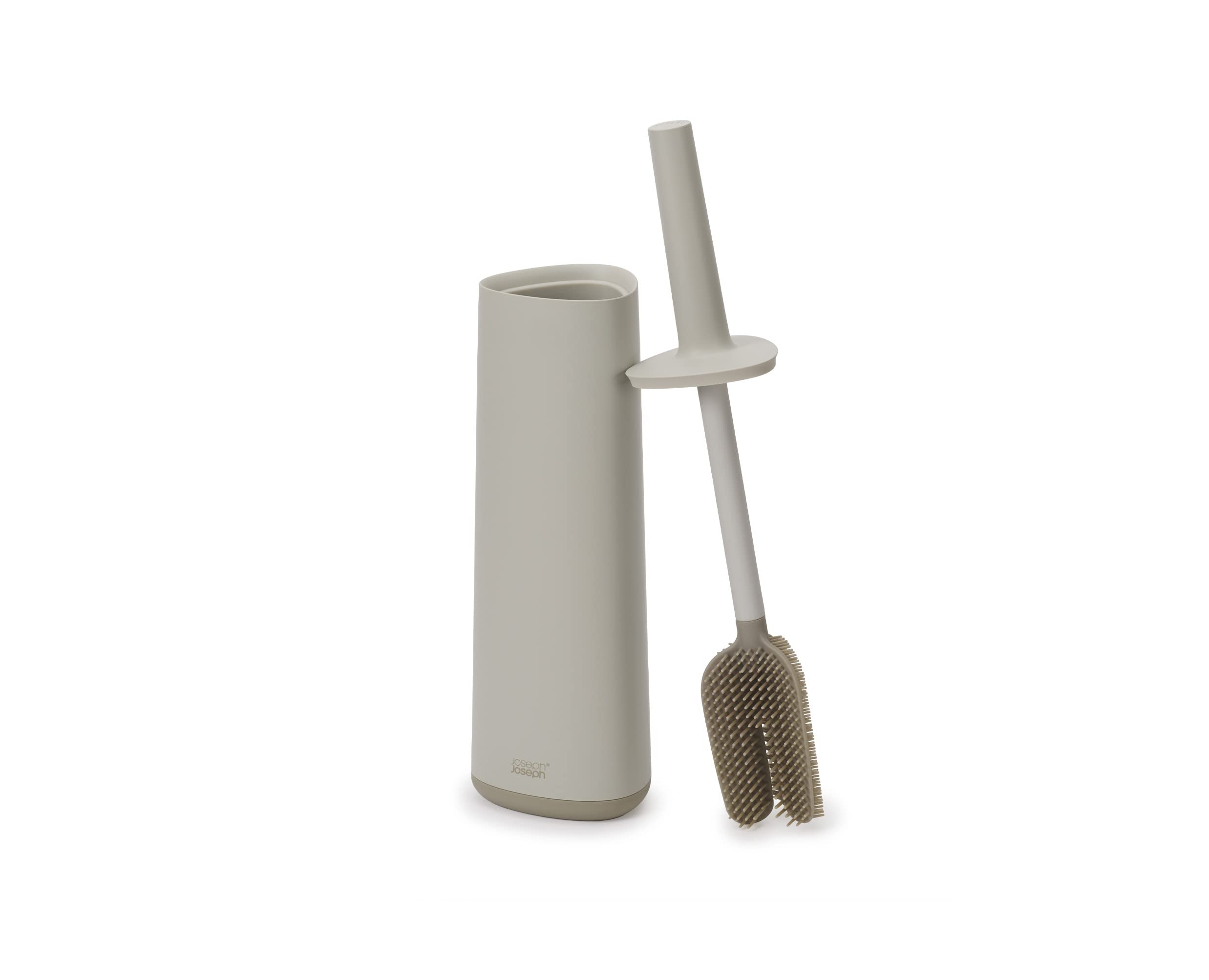 Joseph Joseph Flex 360 Toilet Brush and Holder Set - Anti-Drip, Triple-Action Head | Ecru
