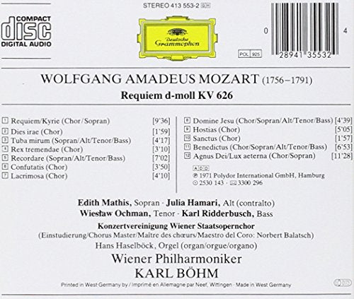 MOZART - Requiem K 626 in re (1791) [Import CD]