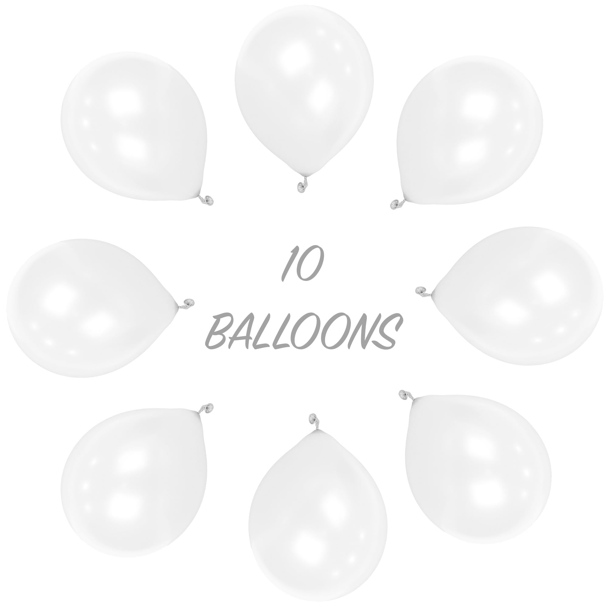 SHATCHI White Balloons 10 Pack - 12 Inch Thick Latex, Biodegradable for Party & Wedding Decor 4