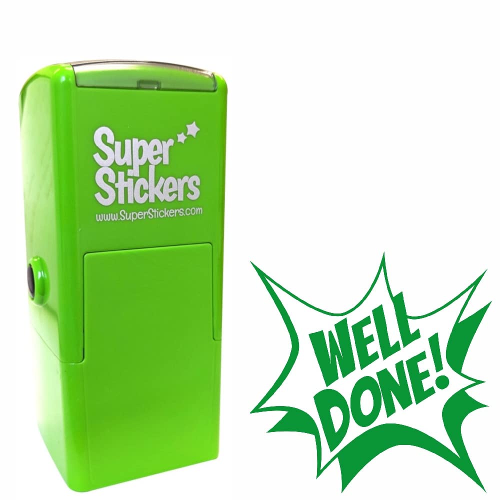 Trodat Printy 4933 Self-Inking Teacher Stamp - Well Done | Green Ink | 23x23mm Impression