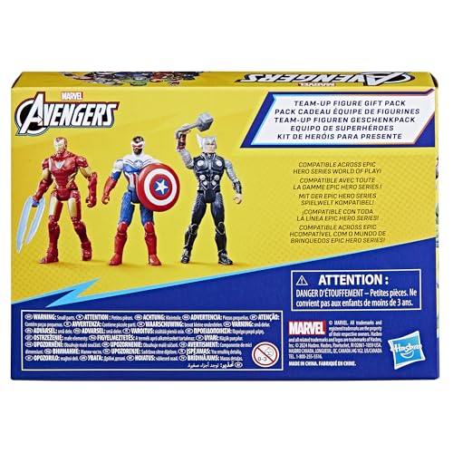 Marvel Avengers Epic Hero Series Team-Up Gift Pack with Captain America, Thor, Iron Man Figures | 10-cm Scale 4