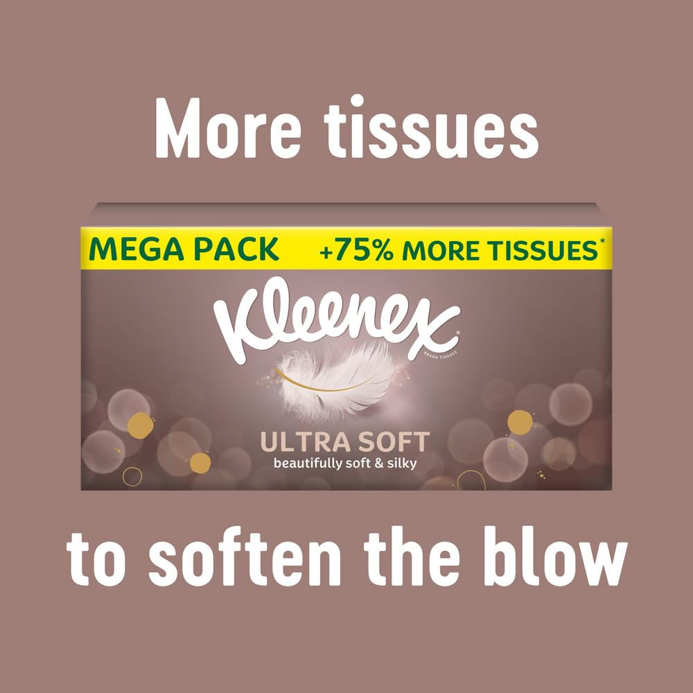 Kleenex Ultra Soft Facial Tissues - 3 Ply, Unscented, 112 Sheets per Box
