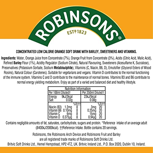 Robinsons Fruit & Barley Orange Squash, 1L