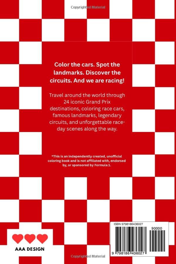 Alagu Subramanian F1 Racing Colouring Book - 24 Grand Prix Circuits, Ages 3–15