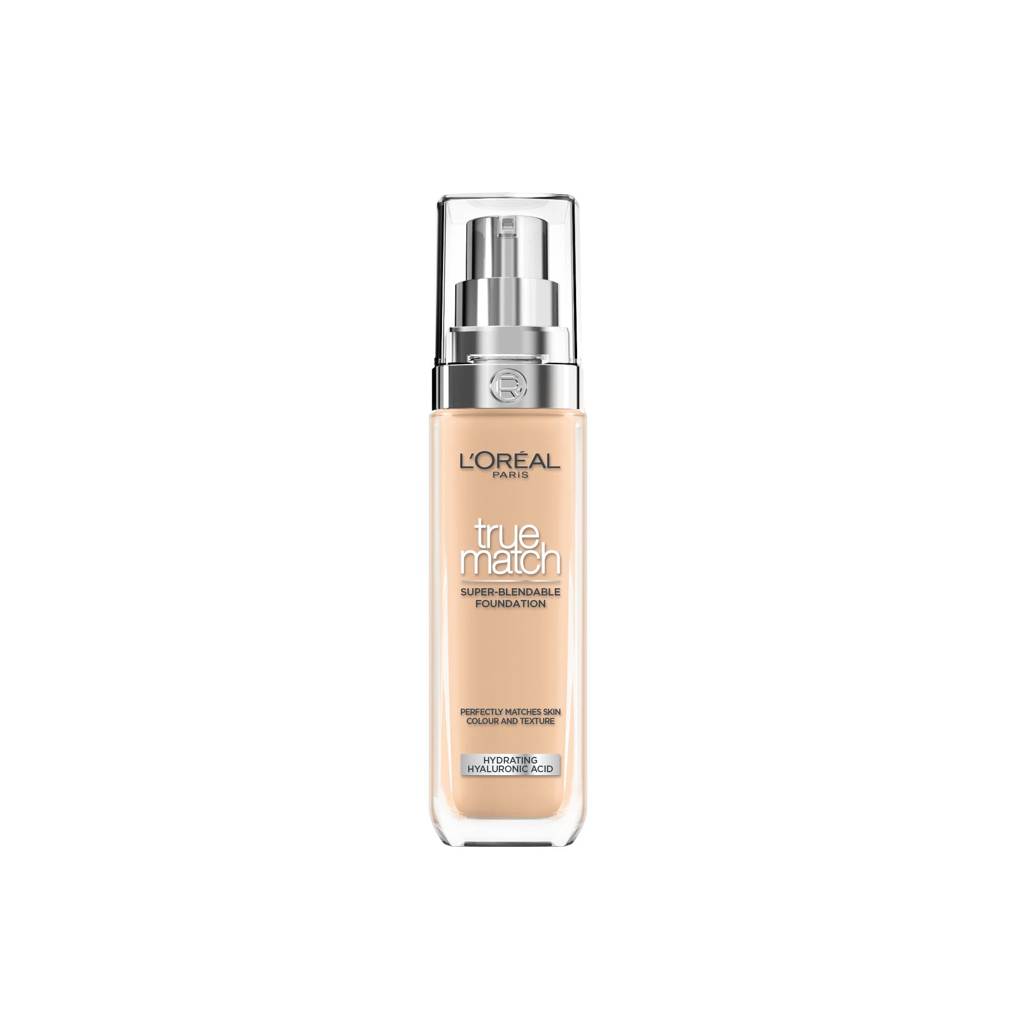 L'Oréal Paris True Match Hydrating Liquid Foundation - Skincare Infused with Hyaluronic Acid, SPF 16, 3N Creamy Beige, 30 ml 1