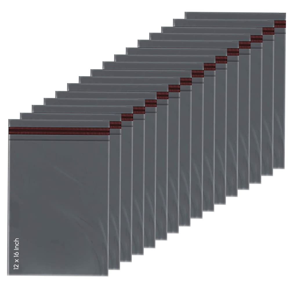 1ABOVE Grey Poly Postal Mailing Bags - 50 Pack | 12x16 Inch | Water Resistant & Tear-Proof
