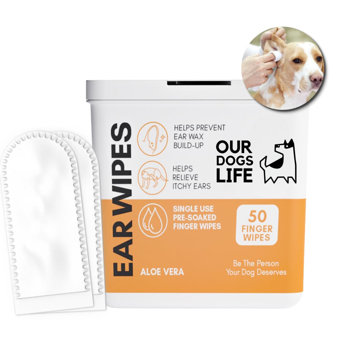 DogsLife Dog Ear Wipes - 50 Count Pack for Wax, Dirt & Itch Relief | Aloe Vera Formula 1