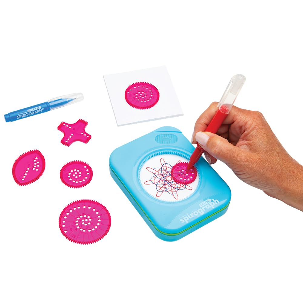 Spirograph Travel Design Set for Ages 5+ | Portable Art Kit with 6 Wheels and 2 Pens 3