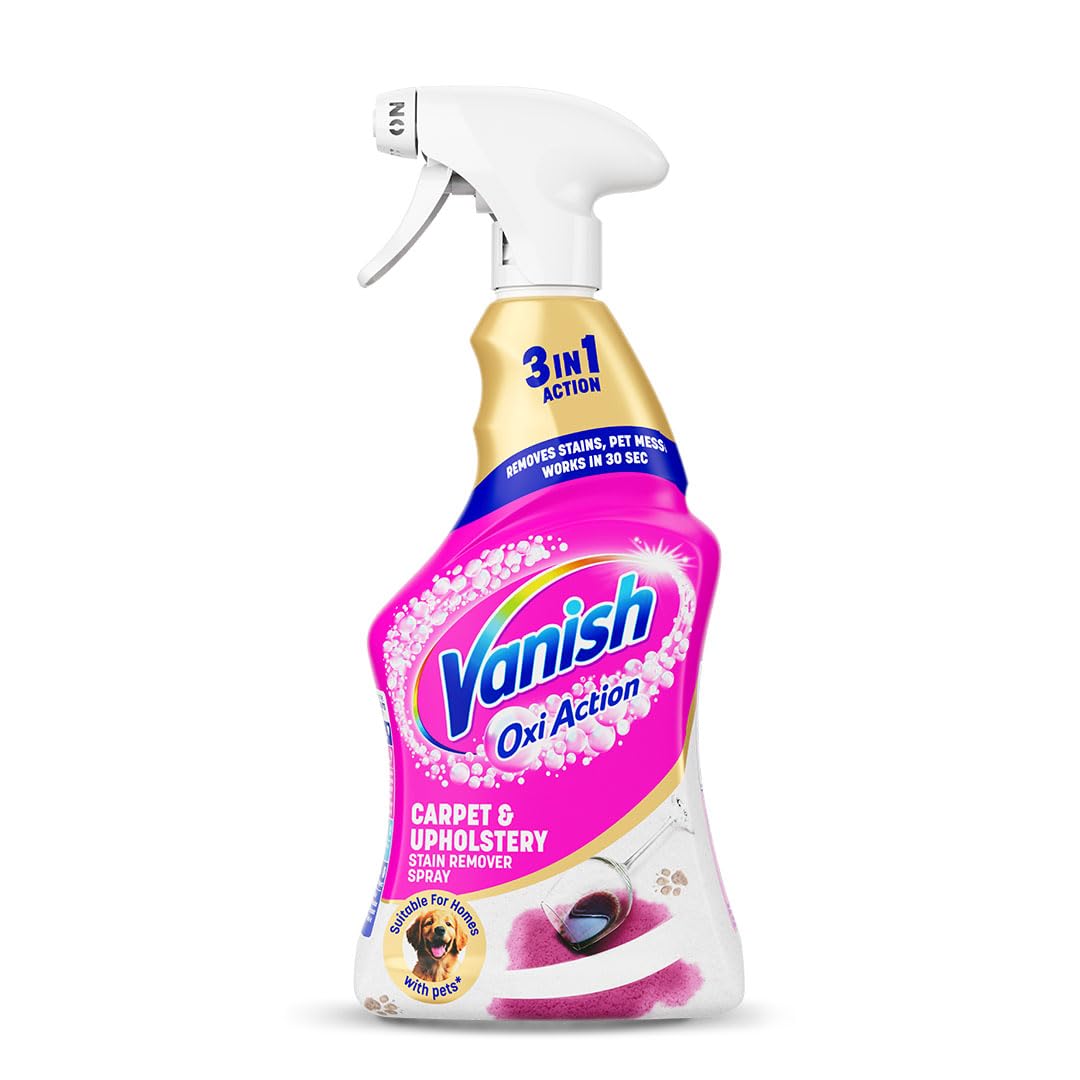 Vanish Gold Oxi Action Upholstery & Carpet Cleaner Stain Remover Spray - 30 Second Stain Removal, Pet Mess Cleaning, 500ml