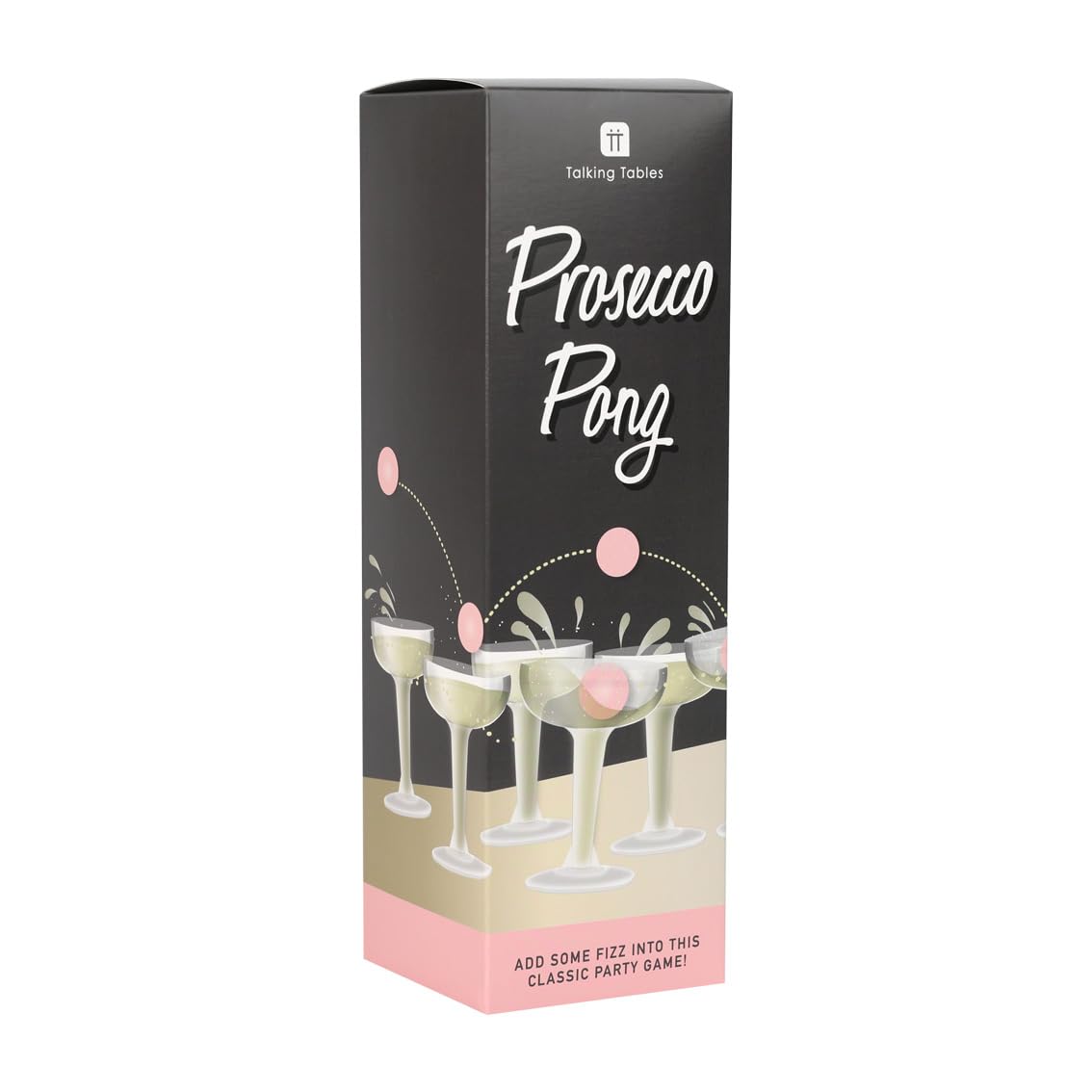 Talking Tables Prosecco Pong Drinking Game | Adult Party Game | Includes 12 Glasses & 3 Pink Balls