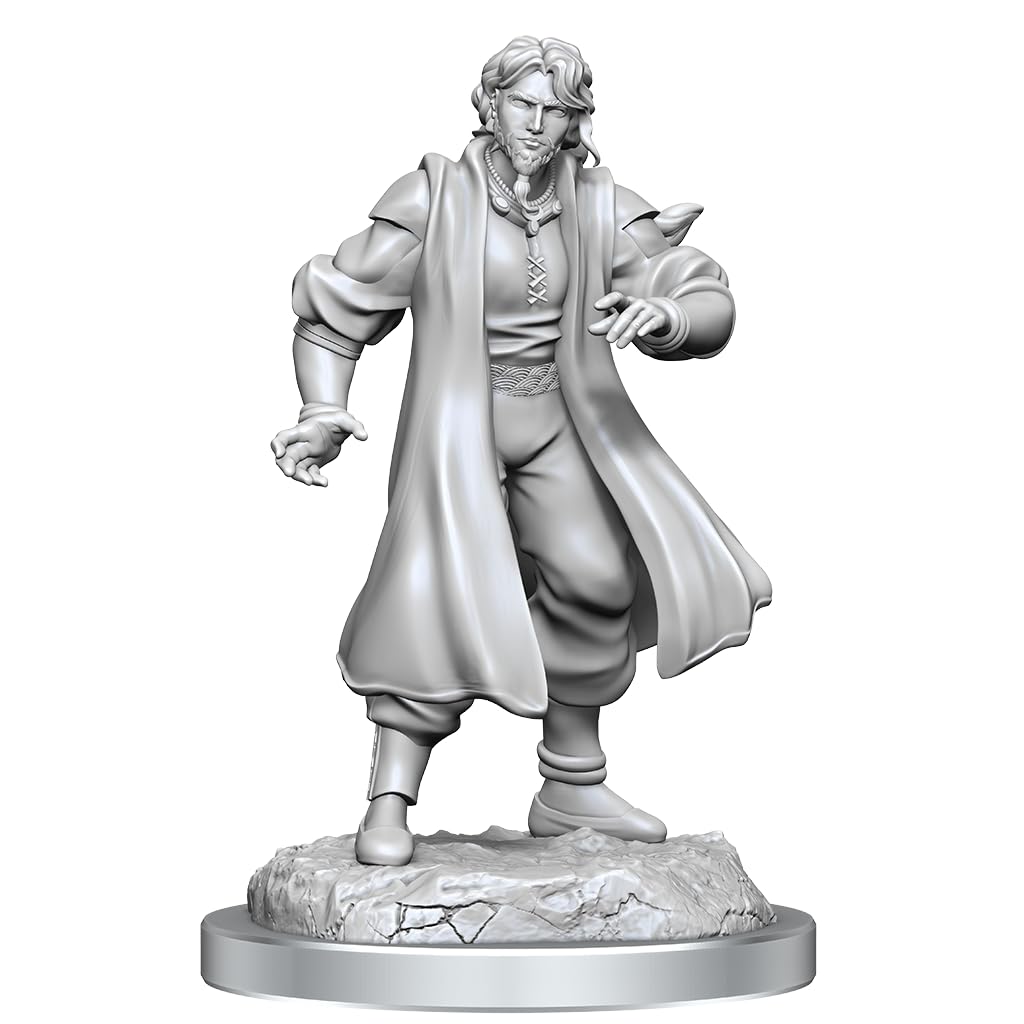 WizKids Critical Role Unpainted Miniatures - Male Human Sorcerer Merchant & Tiger Demon | 2 Units