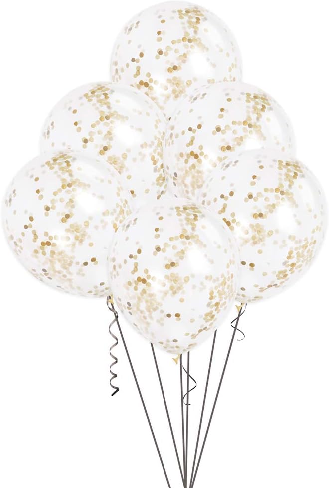 Gold Confetti Balloons - 12" Clear Latex Balloons for Parties, Weddings & Celebrations 1