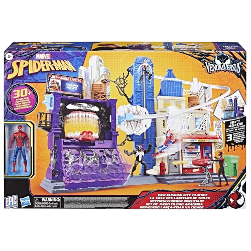SPIDER-MAN VenomVersus Web Slinging City Playset - Over 18 Inches Tall | 30+ Features | Ages 4+ 3
