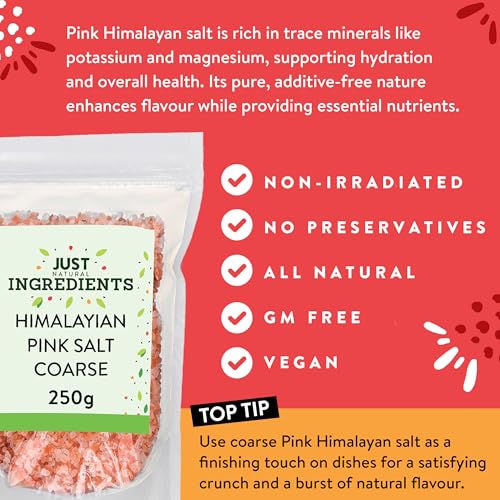 JustIngredients Premier Himalayan Salt Coarse 250g - Pink Rock Salt for Cooking and Bath 7
