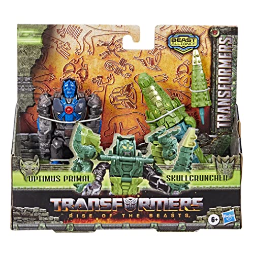 Transformers Beast Combiner 2-Pack Optimus Primal & Skullcruncher - Convertible Action Figures for Ages 6+