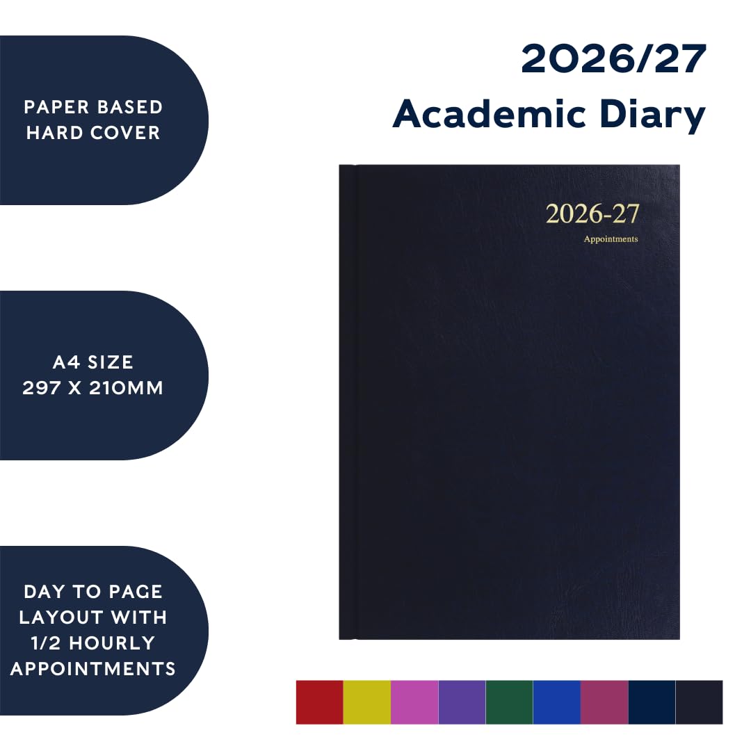 Collins 2026-2027 Academic Year Planner - 13 Month A4 Day-to-Page Organizer | Hardcover Black 4