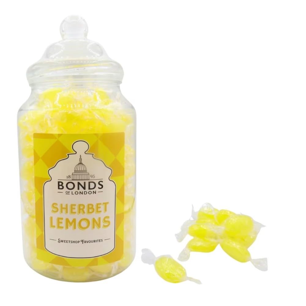Bonds of London - Lemon Sherbets Jar Retro Chewy Sweets, 1.7 kg Vegetarian Fizzy Citrus Treats 4