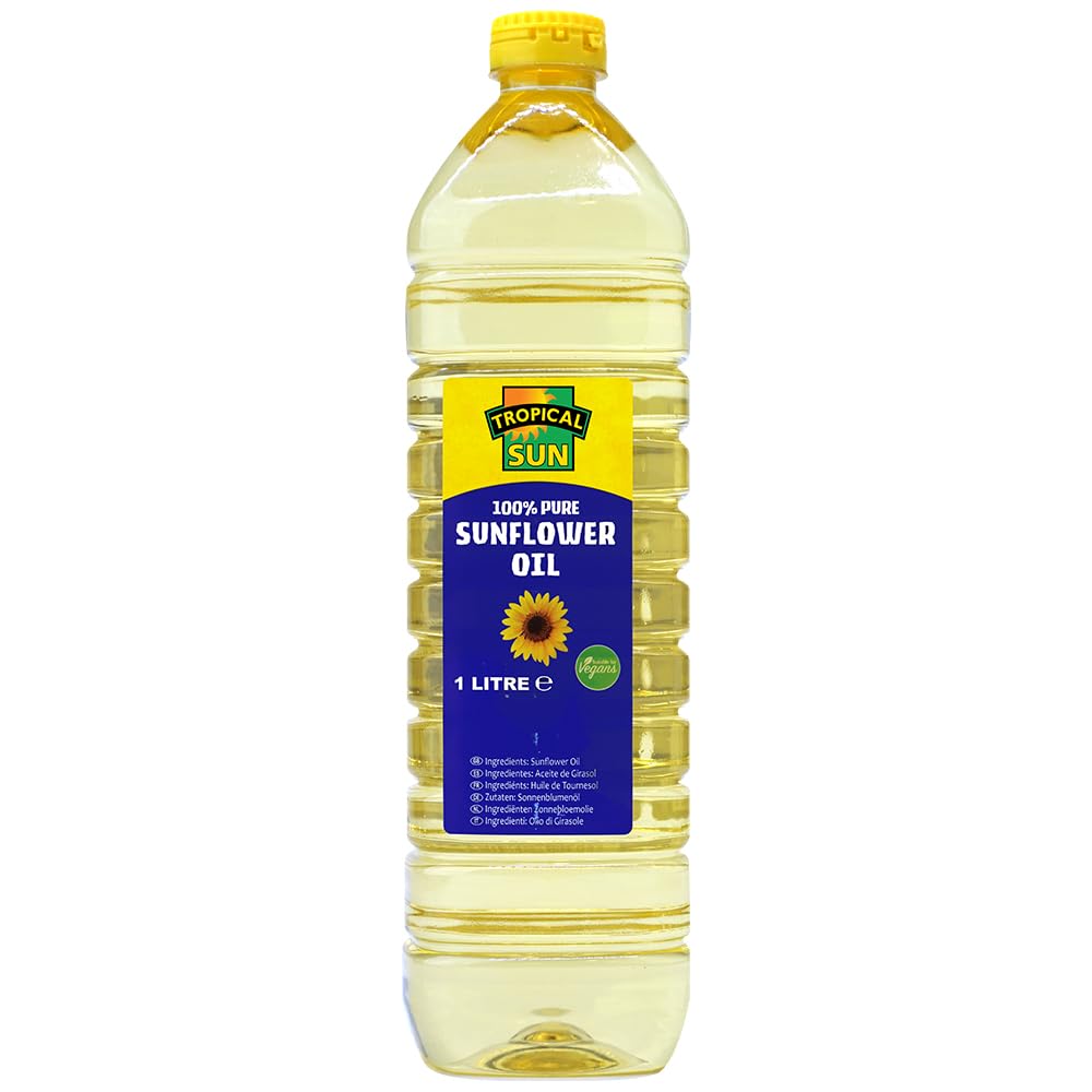 Tropical Sun Sunflower Oil - 1L Bottle | 100% Pure | Neutral Taste for Frying & Baking